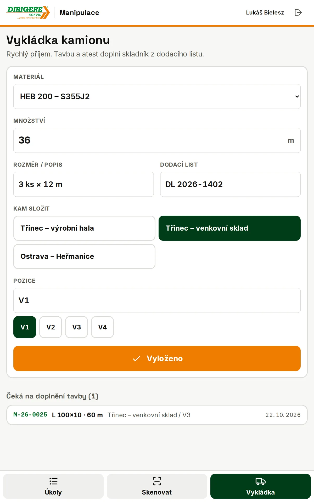 Vykládka kamionu – rychlý zápis bez tavby